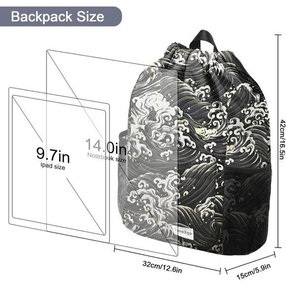? Time2go Sports Gym Sackpack Women Black Mesh Pockets Water-Resistant Backpack main image 7